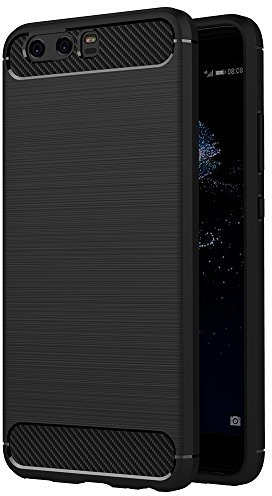 AICEK Huawei P10 Hülle, Schwarz Silikon Handyhülle für Huawei P10 Schutzhülle Karbon Optik Soft Case