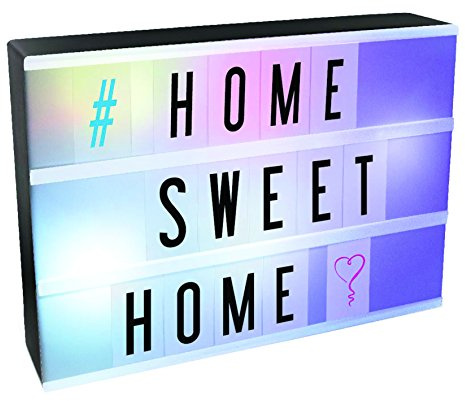 HOME DECO FACTORY D.KO K.DO LA9727 Boite Lumineuse à Message A4 x85 Lettres 7 Couleurs ABS + PVC Blanc-Noir 30 x 5, 30 x 22 cm