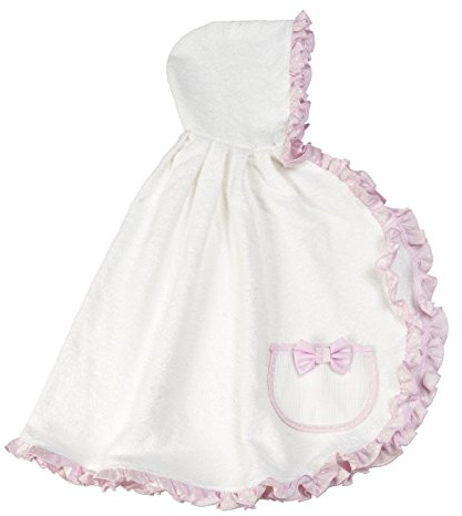 Filet - Kapuzenumhang für Neugeborene mit Aida-Tasche zum Besticken, aus Weichem Baumwollfrottee, Perfekt für die Badezeit, 100% Made in Italy, Weiß und Rosa