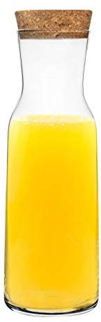 Gerimport Bormioli Rocco Aquaria Glass Water Carafe with Cork Lid - Decanter Jug for Water, Wine, Iced Tea - 1.2L