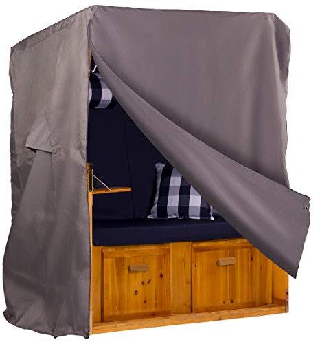 WebaVita - Strandkorb Schutzhülle | Größe M - 123cm | Wetterfeste Strandkorbhülle mit Logo aus Oxford 600D Gewebe in Anthrazit | wasserdichte Abdeckhauben für Strandkörbe mit UV-Schutz