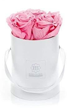 Blossom-Box Box-Grösse: Höhe ca. 10cm und Durchmesser: ca. 7cm Inhalt: 3 Rosen Farbe: Rosa/Pink - Haltbare Blumen