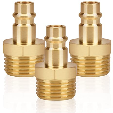 3stk Druckluftkupplung mit Außengewinde 1/2 Messing AG 1/2 Zoll Kupplungsstecker Kupplungsdose Schlauchstecker Ventilsteckdose Gewindestecker