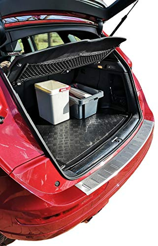 RECAMBO Ladekantenschutz Edelstahl kompatibel für Audi Q5, TYP 8R | 2008-2016 - matt gebürstet mit Textur - Styling und Schutz für die Stoßstange