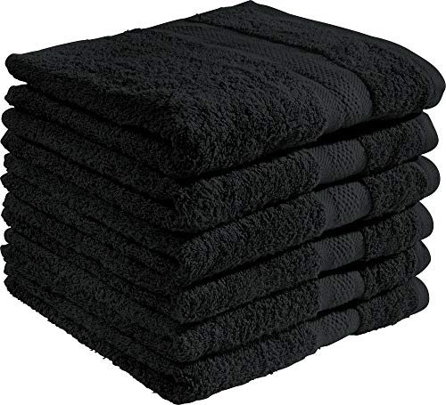 REDBEST Handtuchset, Frottierset 6er-Pack Chicago schwarz Größe 50x80 cm - saugstark, strapazierfähig, ideal für Reisen, Sport (weitere Farben)