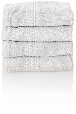 ALCLEAR Komfort frottéhandduk set absorberande av 100% ekologisk bomull, frottéserie i 6 färger och 5 storlekar, färg: vit, 4 x gästhanddukar 30 x 50 cm