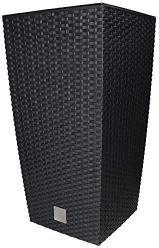 KOTARBAU® Blumentopf 287x287x550mm Rattandesign Quadratisch mit Innentopf Anthrazit