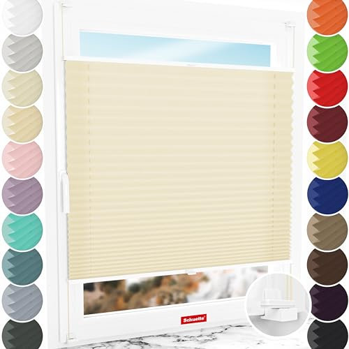 Schuette® Plissee ohne Bohren ● Premium Kollektion: Sahara's Sand ● 20x80cm (Breite x Höhe) ● Suprafix Faltrollo X Klemmfix Rollo ● Blitzschnelle Montage inkl. Video