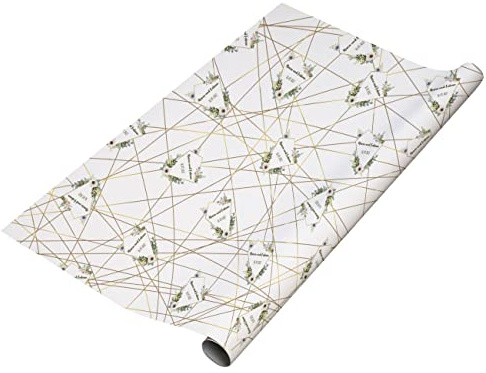 Herz & Heim® Hochzeitsgeschenkpapier mit Blütenmotiv, Wunschnamen und -datum