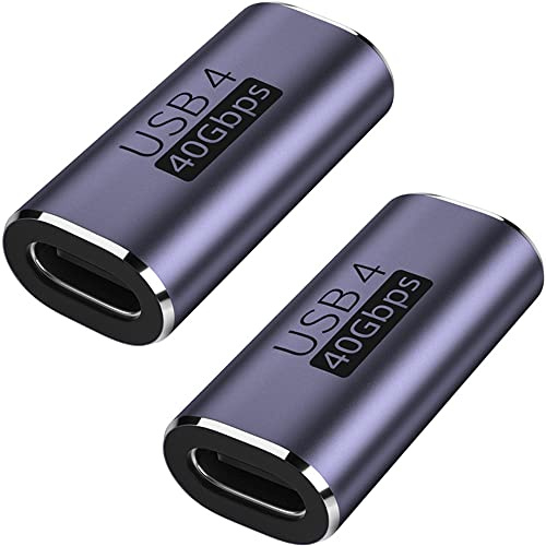 AuviPal Lot de 2 coupleurs USB C femelle vers femelle compatibles avec Thunderbolt 4/3 - Prend en charge le transfert de données jusqu'à 40 Gbit/s - Alimentation 100 W et transfert vidéo 8K @ 60 Hz