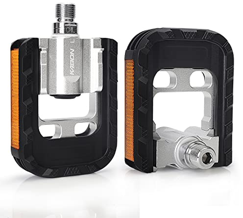 KABON Folding Bike Pedals, Bicycle Foldable Pedals with Aluminum, Universal 9/16 inch Non-Slip Cycling Pedals for Folding Bike, BMX Bike, Road Bike, Mountain Bike MTB (New Silver)