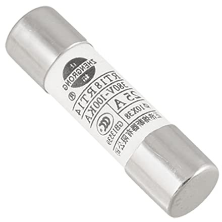 PATIKIL 10 x 38mm Ceramica Tubo Cilindrico Fusibile Collegamenti, 380V 25A, Borsa 5pz