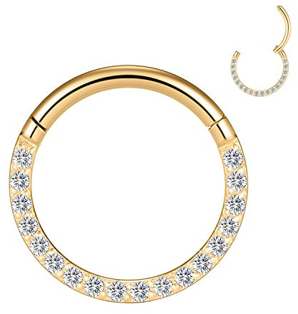 YEBOCIYO Conch Piercing Ring Gold Septum Piercing Ring 6mm Ohrringe Rook Piercing Würfel Zirkon Helix PIericng Daith Tragus PIericng 316L Chirurgenstahl Nasen Piercing Lippe Bauch Piercing