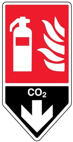 Señal de seguridad con forma de VSafety – Extintor Co2-200 x 400-2 mm, plástico rígido