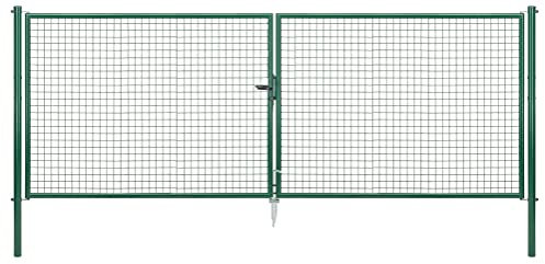Alberts 604240 Wellengitter-Doppeltor | verschiedene Breiten und Höhen | verzinkt grün | Pfosten 60 mm | Höhe 150 cm | Breite 400 cm