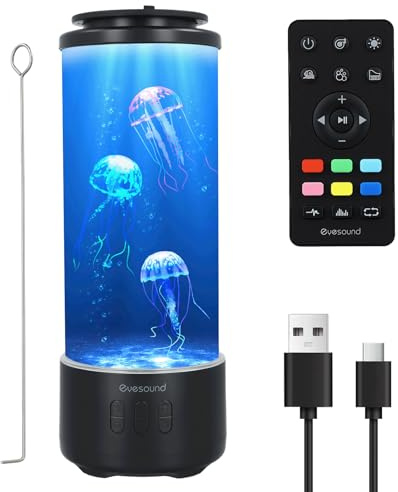 Quallen Lavalampe mit Bluetooth, 2,5 Liter LED Farbschanterqualle Aquarium mit Geschwindigkeitskontrolle und 4 Lichtmodi USB, Fantasy Stimmungs Lampe Familienbüro Atmosphäre, Kindergeschenke (Schwarz)