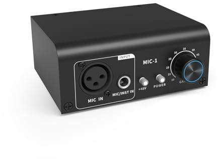 XTUGA XIC1 Mikrofon-Vorverstärker für dynamische und Kondensatormikrofone Booster mit 2 Eingängen, max. 75 dB, Verstärkung, 48 V Phantomspeisung, XLR-Ausgang