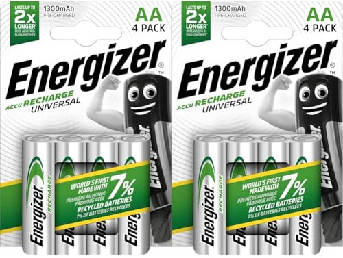 Energizer Rechargeable AA Batteries, Universal Double AA, Pack of 8