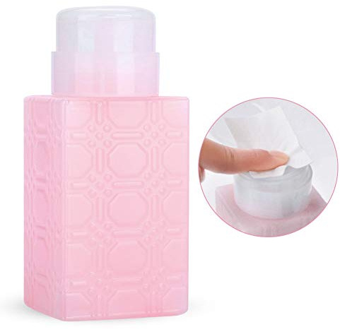 Airless Pumpspender 250ml Pumpflasche Tragbare nachfüllbare Pumpspender Flasche Nagelkunst Polnisch Makeup Entferner Lotion Container (Quadratisches Rosa)