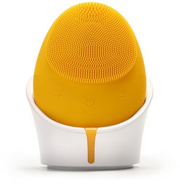 DAUTAI Brosse exfoliante pour le visage, brosse de massage du visage, nettoyage en profondeur des pores, poils doux en silicone haute densité, pour exfolier, masser le nettoyage en profondeur, jaune