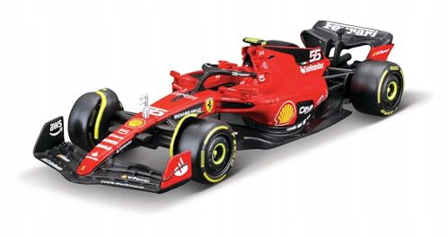 Bburago Formula 1 F1 FERRARI SF-23 Race Car (Sainz) - 1:43 Scale - Incredibly Detailed Die-Cast Replica Collectible Model Vehicle, Red/Black