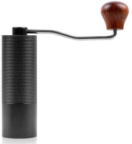BAROMAN Molinillo de café manual, máquina de molienda portátil de acero inoxidable duradero y negro, diseño elegante y compacto con muela de larga duración, fácil de limpiar, amoladora de acero