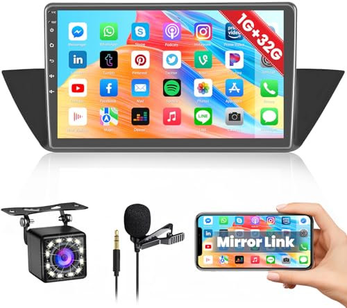 Hikity Autoradio Android con GPS WiFi per BMW X1 E84 2010-2016, 1+32G 10,1 Pollici Touchscreen Stereo Auto Bluetooth con Mirror Link FM RDS Radio Retromarcia+Mic