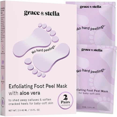 Award-Winning Foot Peeling Mask - Foot Peel Masks with Aloe Vera (2 Pairs, Lavender) - Moisturizing Foot Masks That Remove Dead Skin, Exfoliating Foot Mask for Dry Cracked Feet, Feet Peeling Mask