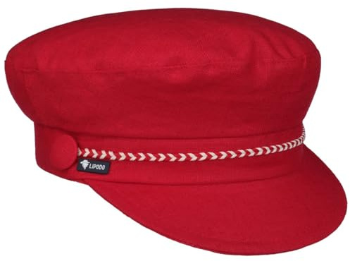 Lipodo Elbsegler Maritimer Chic Einfarbige Kapitänsmütze Leinen Made in Italy Damen Frühjahr/Sommer rot One Size