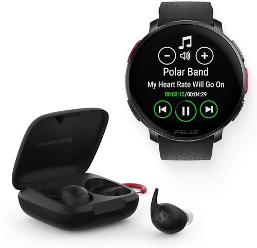 Sennheiser écouteurs Momentum Sport avec Suivi de Fitness pour Rythme Cardiaque + Polar Vantage V3, Montre Sport avec GPS, Cardiofréquencemètre de Pointe, Autonomie prolongée