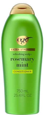 OGX Extra Strength Refreshing Scalp + Rosemary Mint Conditioner, Nourishing Hair & Scalp Conditioner Infused with Rosemary for Healthy-Looking Hair, Sulfate-Free Surfactants, 25.4 fl. oz