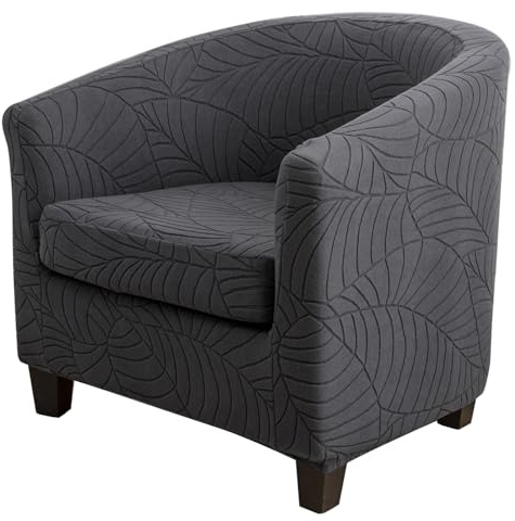Sesselschoner Elastisch Sesselüberwurf Wannenstuhl Bezug Tub Stuhlhussen Anti-Rutsch Sessel Überzug Sofabezug Für Einzelsofa, Clubsessel, Cocktailsessel Esszimmer Wohnzimmer (Dunkelgrau)