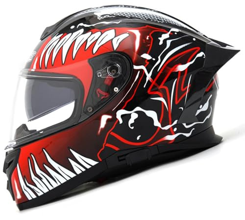 DXDRT Casco Moto Dual Visor Full Face DOT/ECE Approvato Moto Moto Street Casco Racing Cascos para Motos per Adulti, Uomini e Donne,Venom,XL