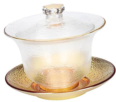 Amosfun Elegante Zuppiera in Cristallo Con Finiture Dorate Tazza Da Tè Cinese Ciotola Da Tè Per La Decorazione Della Casa