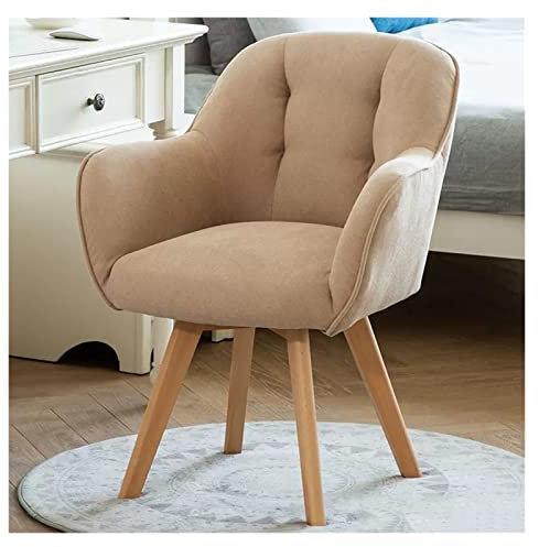 Drehsessel aus Samt mit stabilen Holzbeinen für kleine Räume, Khaki