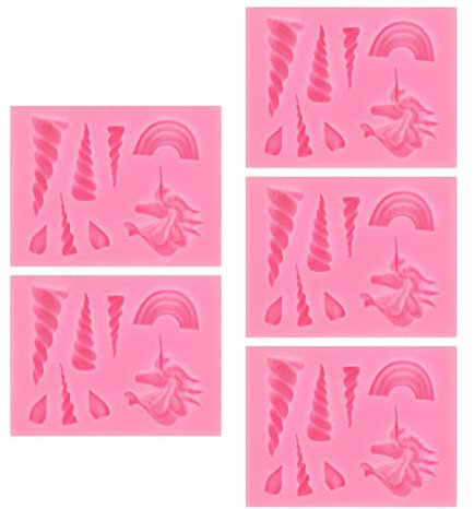 MOLUCKFU 5pièces Moule Silicone Licorne Pour Gâteaux Chocolat Et Fondant De Parfait Pour Décoration De Desserts Et Créations