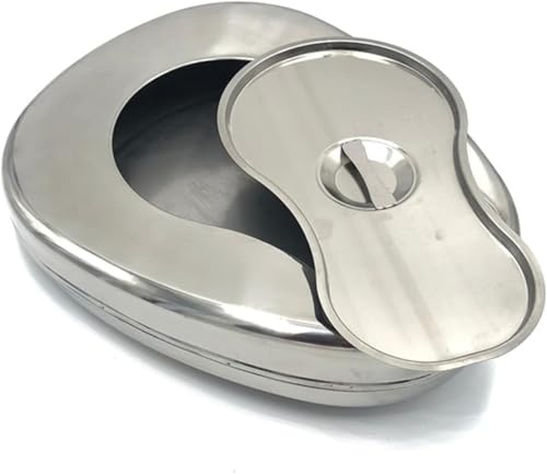 Edelstahl Bettpfannen mit Deckel, Tragbare Bettpfannen, Edelstahl Bidetbett, Bettlägerige, Gelähmte Altenpflege Bettpfannen Toilette, Erwachsene Männer Und Frauen, Ältere Schwangere Urinale