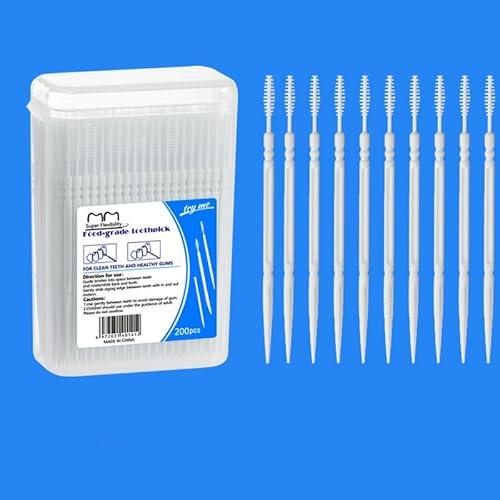 Vonmerie Angle Brosses interdentaires Blanc Nettoyage interdentaire contrôlé même dans les endroits difficiles d'accès / 200 brossettes interdentaires