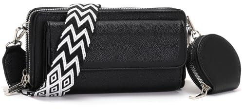Snmoec Handytasche zum umhängen kleine Handtasche Damen umhängetasche Damen klein Mit Kartensteckplatz münzbörse Crossbody Bag klein Schwarz