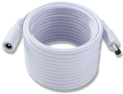 KUOQIY 5m 5.5x2.1 mm 24V 12V DC Power Verlängerungskabel, Männlich Weiblich Verlängerung Kabel Netzkabel Verbinder 22AWG, für Sicherheitskameras, Weiß
