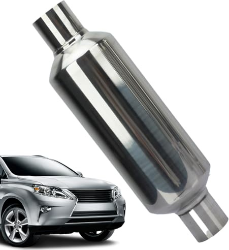 Silenziatore per Auto - Uscita Rotonda Dritta | Marmitta centrale nell'alloggiamento | Silenziatore di Scarico, Marmitta Dritta per Auto in Acciaio Inossidabile Componenti Di Modifica