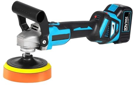 Pulidora de coche 2 en 1, amoladora angular sin escobillas de 125mm, máquina de pulido y encerado de coche de velocidad Variable de 1600W for batería de 18V(No battery no plug)