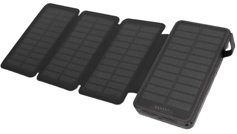 Keenso Solar Charger Power Bank, 20000 MAh Caricatore Telefonico Portatile con Doppia Luce LED Porte USB per L'emergenza in Campeggio (BLACK)