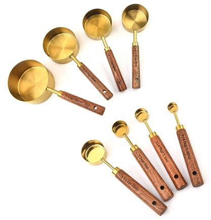 Fhsqwernm 8Pcs Stainless Steels Coffee Scoops Wood Handle Small Cup Cooking Measuring Spoon For Canisters Tablespoon Easy To Clean Small Cup Metal Spoon Tablespoon Kitchen Utensils Cooking Supplies