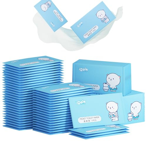 Erfrischungstücher, 50 Stück Feuchte Waschlappen Einzeln Verpackt | Feuchttücher Einzeln Verpackt, Feuchtes Toilettenpapier, Hygienische Reinigungstücher, Kamille, Empfindliche Haut, Sanft