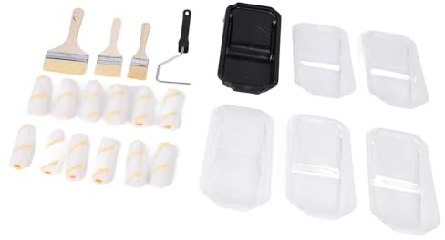 RASTKY Set di Pennelli a Rullo per Pittura Kit Professionale per Pittura Murale per la Ristrutturazione della Casa, di Lunga Durata con Vassoio per Appassionati del Fai da Te, 5 Rivestimenti 3