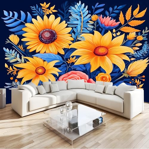 Fotomural Papel Pintado 3D Acuarela hojas flores textura Patrón – Vistoso Papel Tapiz Decorativo Moderno para Pared, Mural de Pared para 200 x 140 cm, Decoración del Hogar