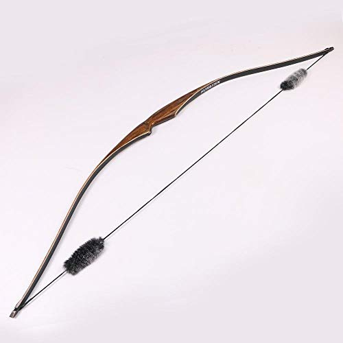 TOPARCHERY Archery 54'' Hunting Recurve Bow One Piece Traditional Wood Long Bow Targeting Practice Right Hand with String Silencer (35 lbs)