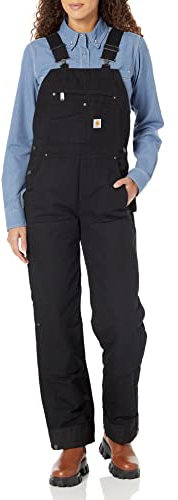 Carhartt Women's Big Quilt Lined Washed Duck Bib Overall, Black, X-Small Tall