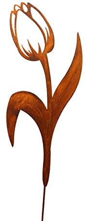 Bornhöft Gartenstecker 80cm Tulpe Beetstecker Topfstecker Metall Rost Gartendeko Edelrost rostige Dekoration
